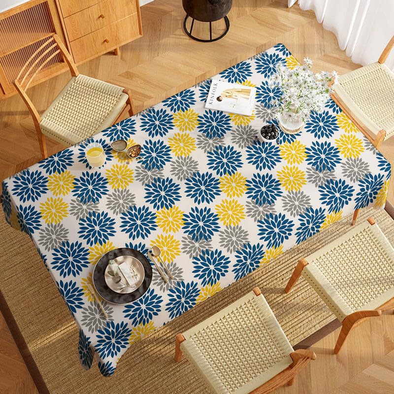 INTEX HOME Linen Velvet Floral Tablecloth, Textured Fabric for Elegant Dining, Special Occasions and Home Decor, Ultra-Soft, Wrinkle-Resistant, Spill-Proof, 130 x 190 cm, Black and Grey