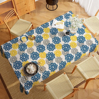 INTEX HOME Linen Velvet Floral Tablecloth, Textured Fabric for Elegant Dining, Special Occasions and Home Decor, Ultra-Soft, Wrinkle-Resistant, Spill-Proof, 130 x 190 cm, Black and Grey