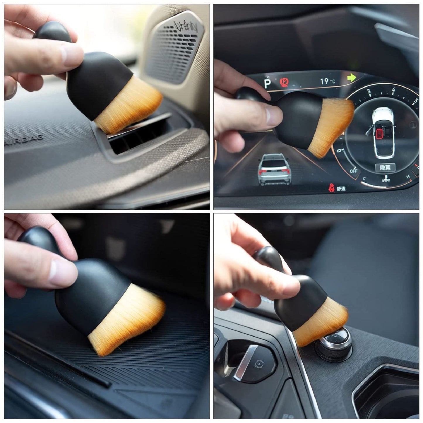 zkxhbxd Car Interior Detailing Brush, Auto Interior Dust Brush, Car Interior Cleaning Tool for Automotive Dashboard Interior, Leather, Air Vent, Gap, Cup Holder,Keyboard(2pcs)
