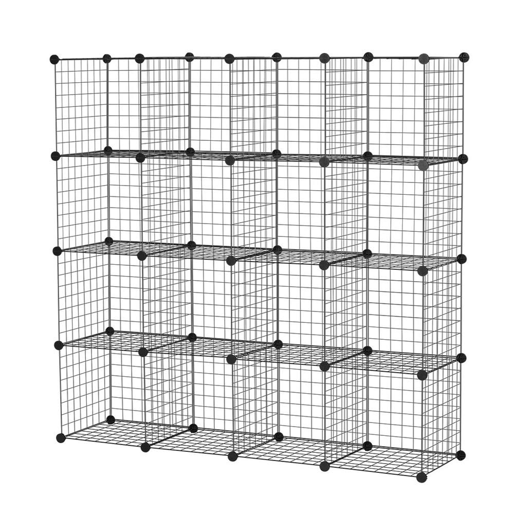 Wire Storage Cubes Modular Shelving Unit DIY Metal Grid Closet Organizer System, Bookcase, Cabinet (16 Cubes)
