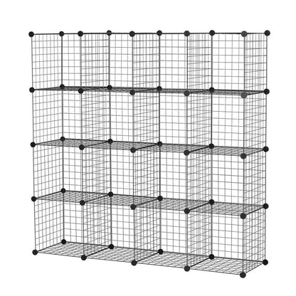 Wire Storage Cubes Modular Shelving Unit DIY Metal Grid Closet Organizer System, Bookcase, Cabinet (16 Cubes)