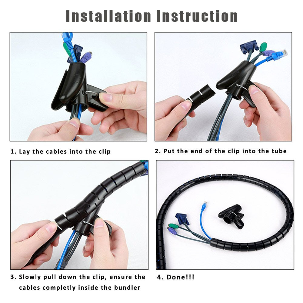 Cable Bundler Organizer Flexible & Expandable Cable Management Sleeve Coiled Tube Cable Collector- Dia. 0.87 Inch 9.5 Foot Length