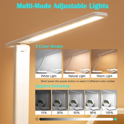 UEMPIRE Desk Lamp, LED, White, Plastic, Rechargeable, Touch Control, Anti-Blue Light, Eye-Caring, Study & Reading, Office & Home