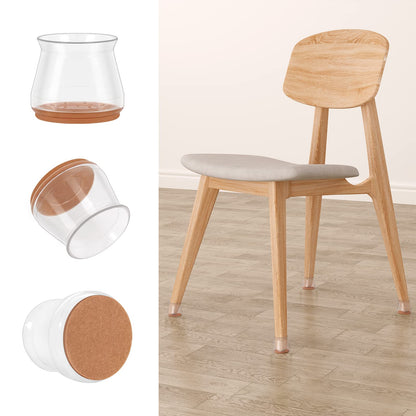 WOLTU 16 Pieces Chair Leg Protector, Transparent Silicone Legs Chairs, with Non-Slip Felt Pad, Universal Sizes for Round and Square Legs, Brown, STBK001-16
