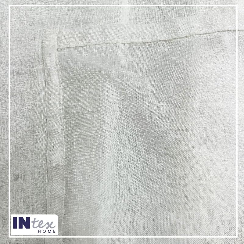 INTEX HOME Elegant Linen Curtain Panel, Semi-Transparent Air Filtering Fabric with Two Hanging Options, Soft Light Filtering Window Cover, Lightweight 1 Piece - Off-White - 400 W x 230 L