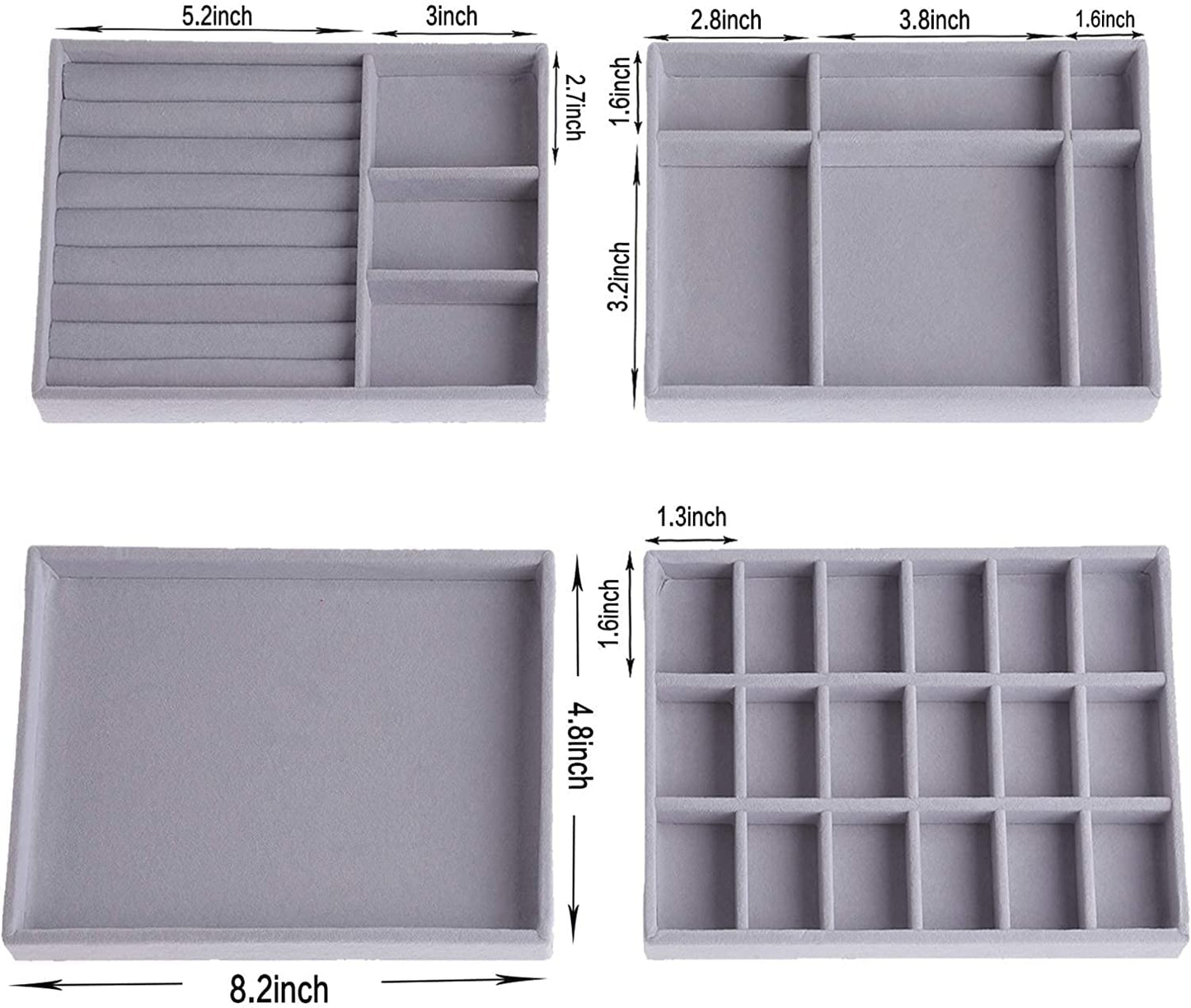 Jewelry Organizer Set of 4 Trays Organizer for Rings, Tools and Cosmetics