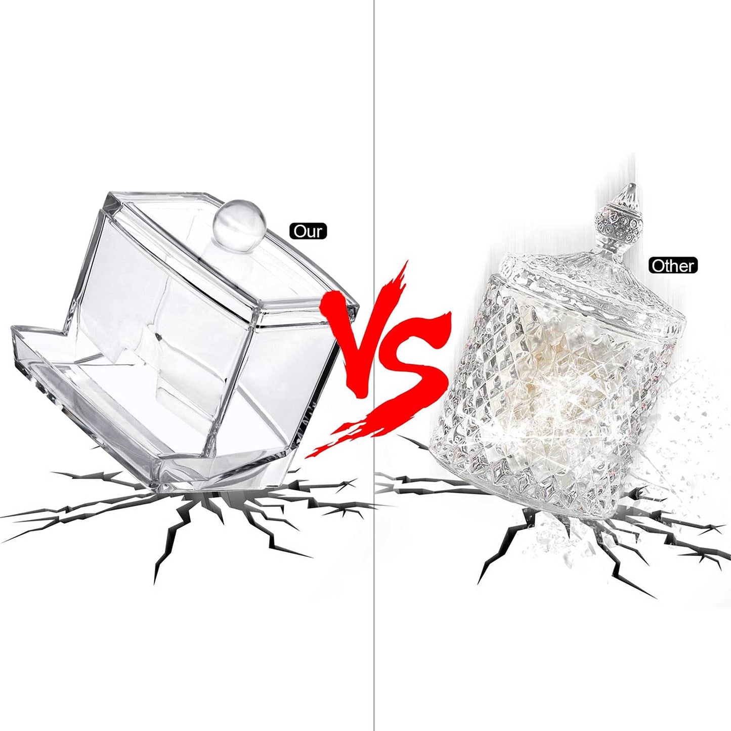 Cotton Swab Pads Holder, Qtip Cotton Buds Ball Dispenser, Bathroom Containers Canister Organizer