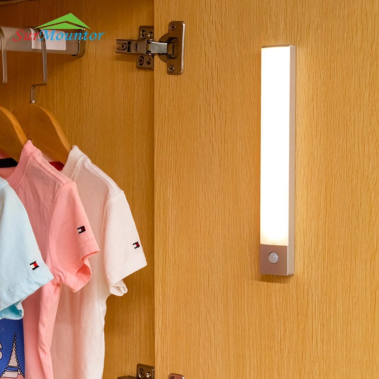 LED Motion Sensor Cabinet Light, Under Counter Lighting, USB Rechargeable Kitchen Night Lights, Removable Magnetic Stick Anywhere, White Night Light for Kitchen Cabinet, Hallway, Stairway (30cm)