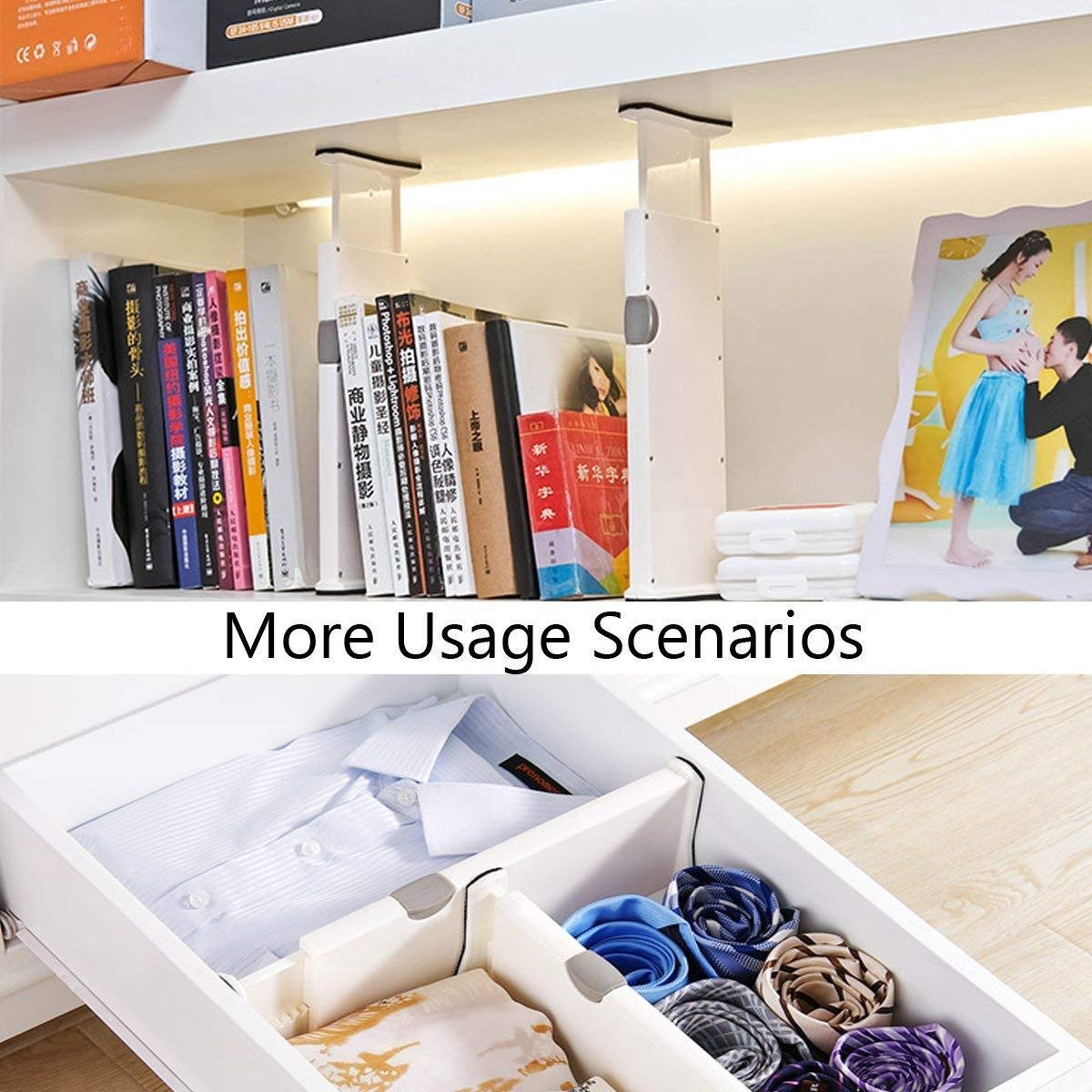 Other 4 PCS Adjustable Expandable Drawer Dividers Dream Drawer Organizer for Kitchen, Bathroom, Office Desks and Bedroom (Adjust from 27.5cm to 43.5cm) - White