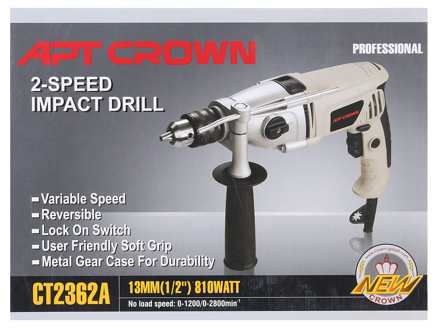 Crown Apt impact drill- 810watt beige 13 mm ct2362a
