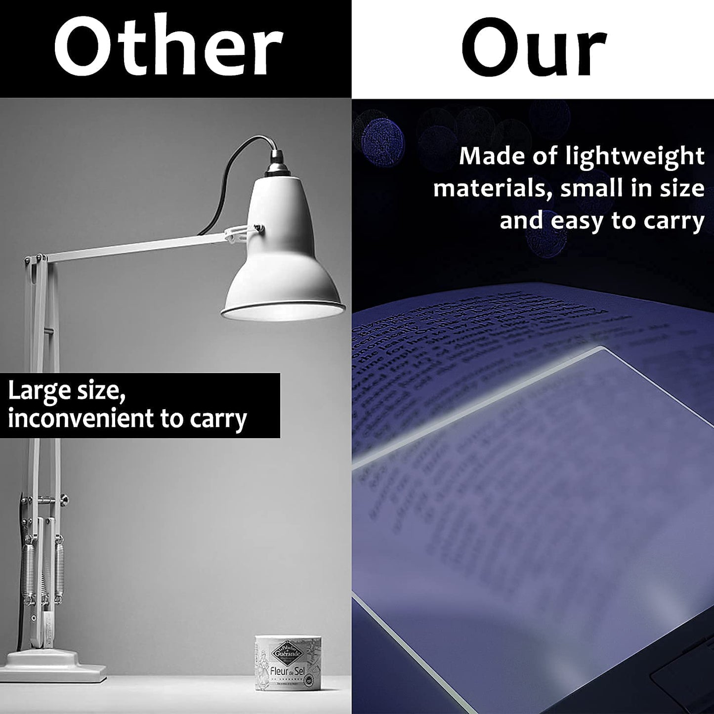 2PCS LED Reading Light, Night Light Reading Lamp LED Flat Book Light Lightwedge Book Light with 2 Bookmarks, Portable Bookmark Light Eye Care Night Light for Reading in Car, Birthday&Valentine Gift