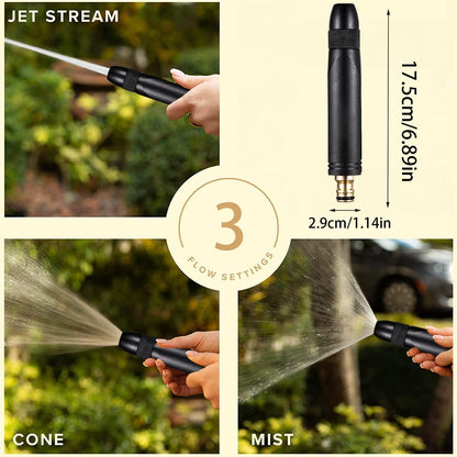 مسدس مياه محمول عالي الضغط، فوهة خرطوم معدنية شديدة التحمل مع تحكم قابل للتعديل في تدفق الإبهام، 3 أنماط رش، مثالي لغسيل السيارات وتنظيف الحدائق ومهام التنظيف الخارجية