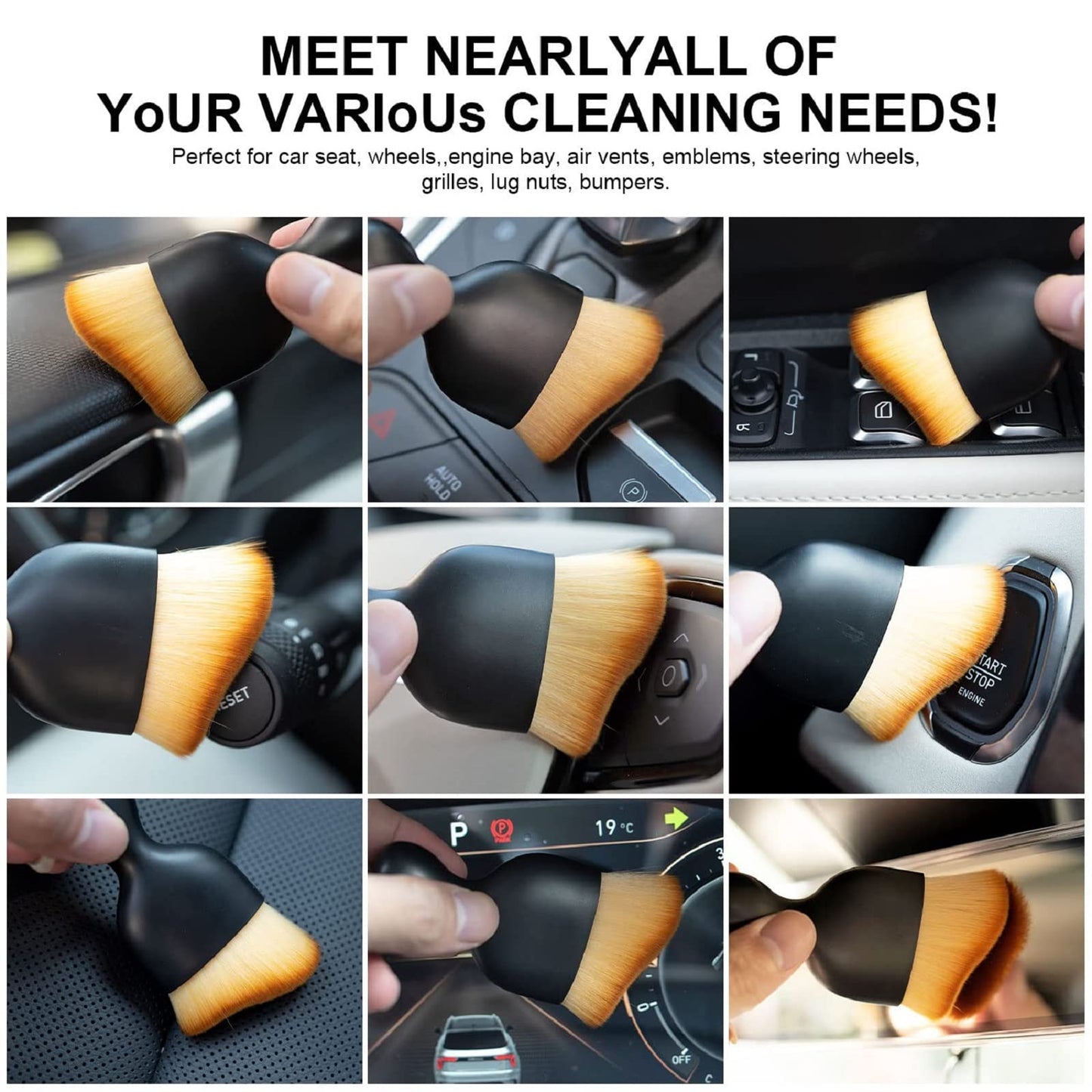 zkxhbxd Car Interior Detailing Brush, Auto Interior Dust Brush, Car Interior Cleaning Tool for Automotive Dashboard Interior, Leather, Air Vent, Gap, Cup Holder,Keyboard(2pcs)