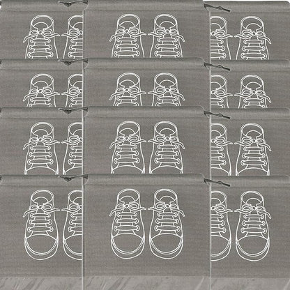 حقائب تخزين أحذية كبيرة، حقائب أحذية مقاومة للغبار برباط مع نافذة شفافة، منظم سفر مقاوم للماء، حقائب أحذية محمولة - رمادي