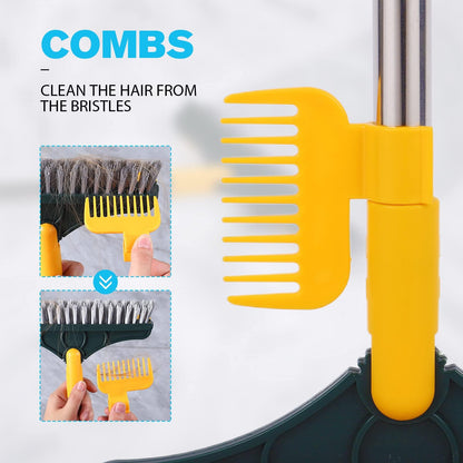 2 in 1Cleaning Scrub Brushï¼Œ2022 New Floor Brush Scrubber with Long Handle, Premium Rotating Bathroom Kitchen Crevice Cleaning Brush,120 Degree Triangular Rotating Brush Head with Squeegee Turquoise