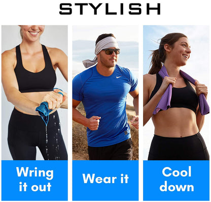 Cooling Towels 6 Pack - Lightweight Microfiber Towel for Gym, Workout, Sport & Sweat - Quick Dry Towel for Body, Neck & Face During Work, Travel, Camping, Swimming, Beach, Hot Weather for Men & Women