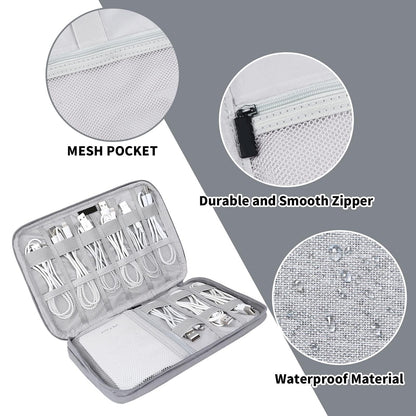 Gelasgo Cable Organizer Bag,Large Capacity Electronics Accessories Travel Storage Pouch for USB, SD Card, Headset Wire, Game Cards, PC Charger, Headset Wire,Adapter, External Hard Drive