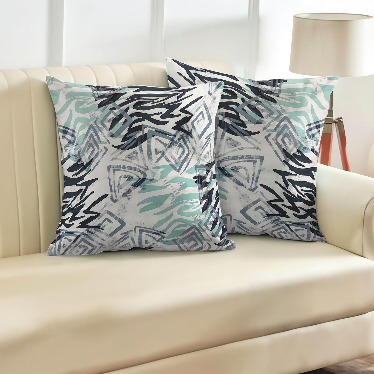 INtex CURTAINS HOUSE Printed Linen Velvet Cushion Covers, Throw Pillow Covers, Maria's Pattern Design, Decorative Pillow Covers, Set Of 2 Pieces Café x Brown 30W x 30L CM