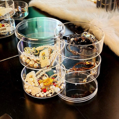 YAIHE Clear Acrylic 3,4,5Layer Jewelry make up tools Box 360 Degree Rotatable,Earrings Necklace Rings Organizer storage