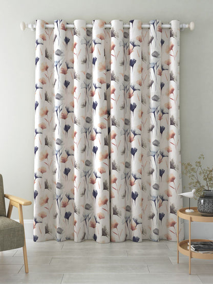 Linen Velvet Sabia Curtains-Modern Multi Colour Sheer Design-Steel Grommets -1 Piece