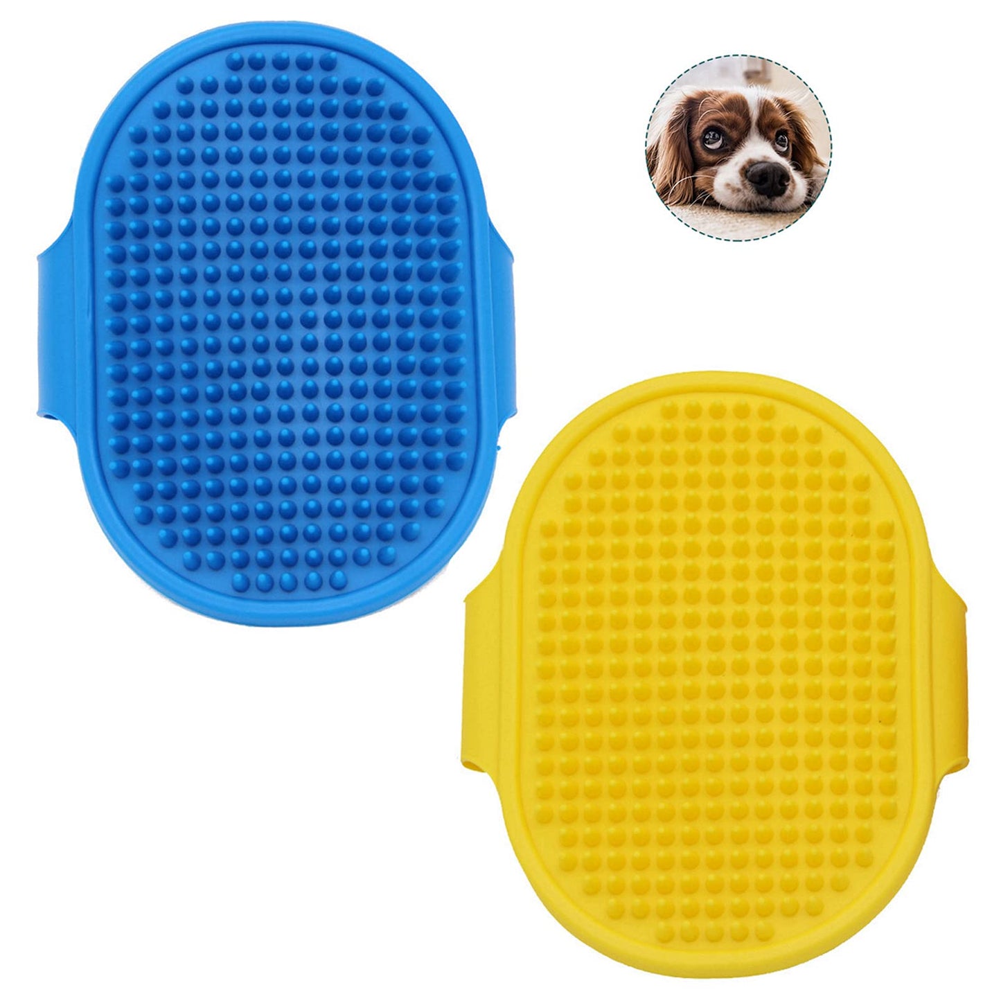 Dog Grooming Brush, Pet Shampoo Bath Brush Shower Wash Glove Soft Rubber Soothing Massager with Adjustable Strap Handle for Long Short Haired Dogs Cats Puppy Washing Grooming Cleaning Loose Fur & Dirt