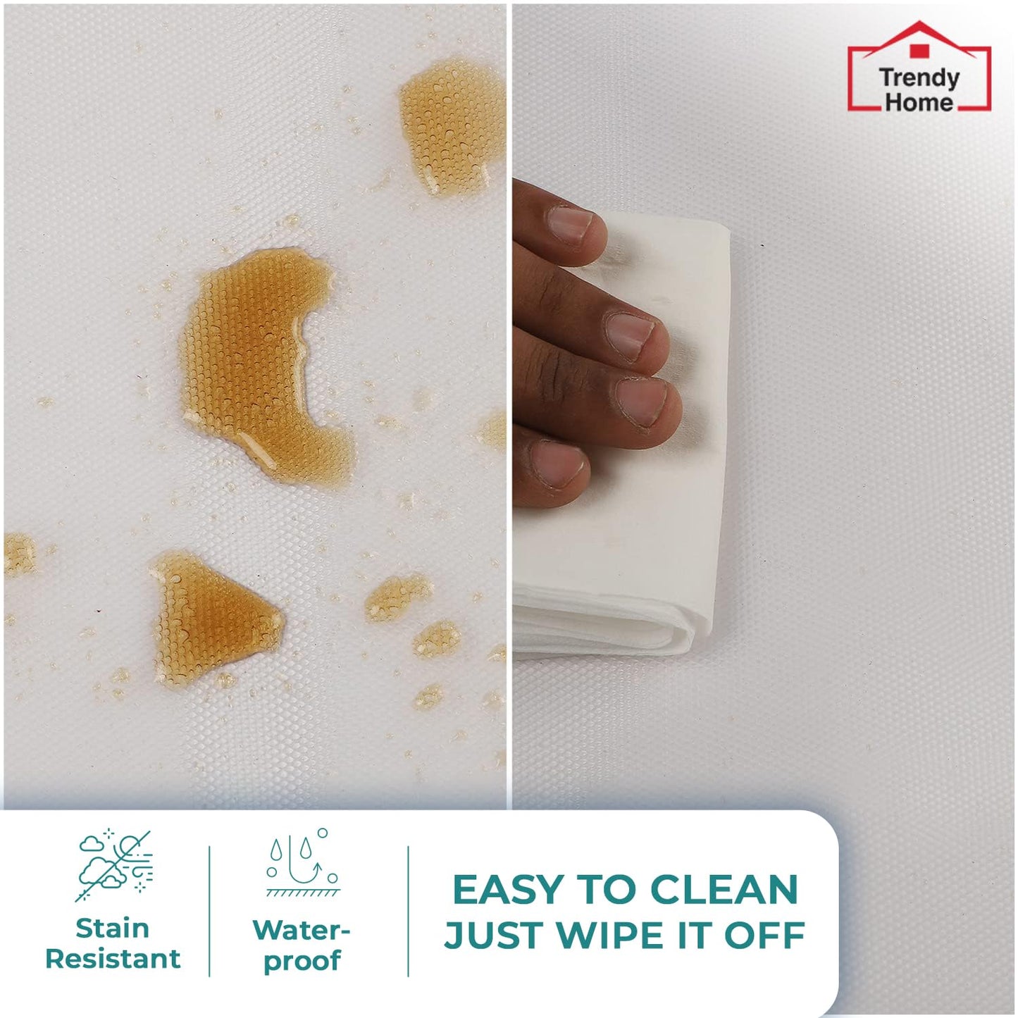 Senego by Trendy Home Anti-Slip Mat for Kitchen (45 cm x 5 m), Food Grade & Washable, Mat for Fridge, Shelves, Cupboards, EVA Shelf Liner Sheet for Drawers & Wardrobe (Diamond Texture, White)