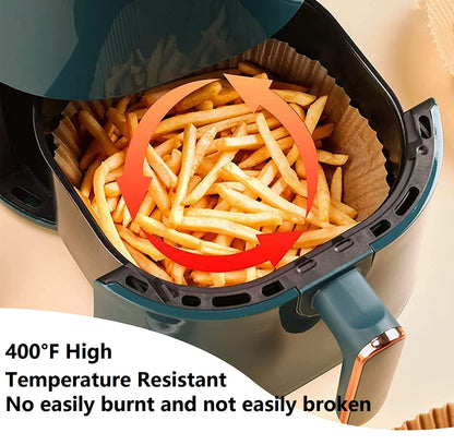 100PCS Non-stick Disposable Air Fryer Liners,Air Fryer Disposable Paper Liner,Baking Paper for Air Fryer Oil-proof,Water-proof,Food-Grade Parchment for Baking Roasting Microwave(100Pcs-6.3 inch)