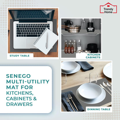 Senego by Trendy Home Anti-Slip Mat for Kitchen (45 cm x 5 m), Food Grade & Washable, Mat for Fridge, Shelves, Cupboards, EVA Shelf Liner Sheet for Drawers & Wardrobe (Diamond Texture, White)