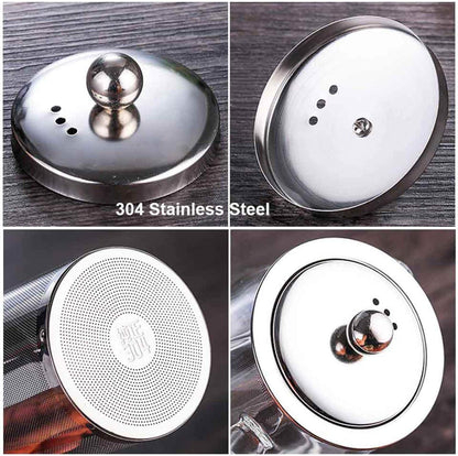 NixTiL Hofu Small Clear High Borosilicate Glass Tea Pot with Removable 304 Stainless Steel Infuser, Heat Resistant Loose Leaf Teapot,Stovetop Safe (550ML)