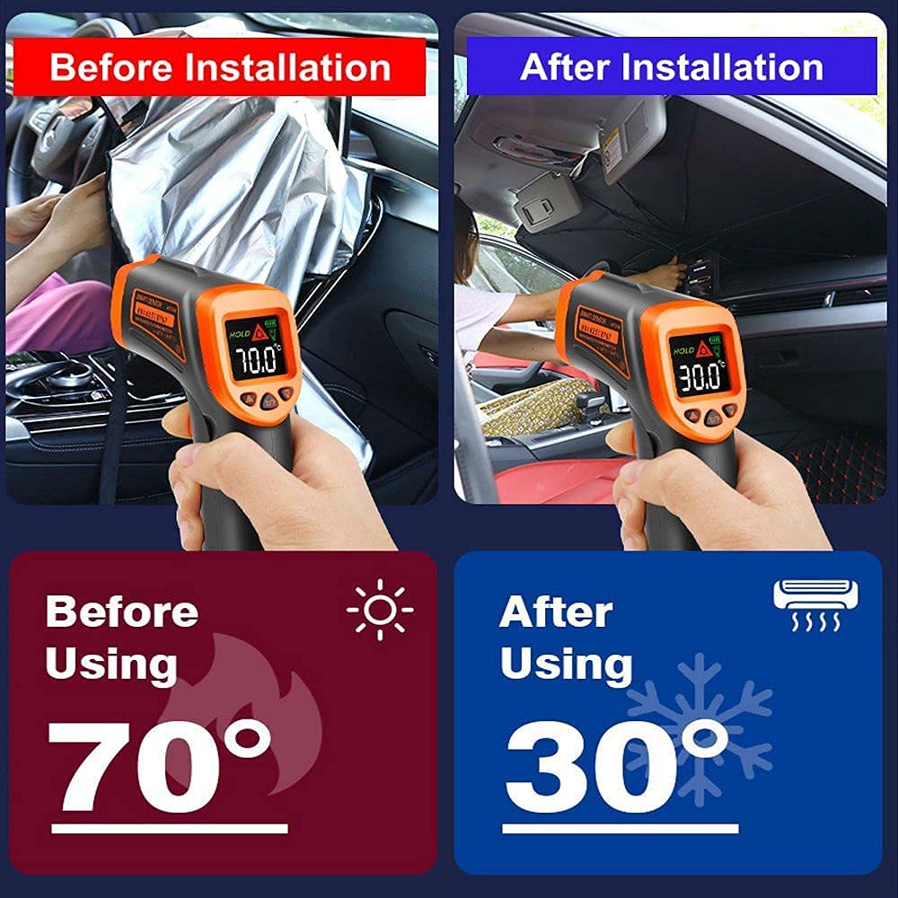 COOLBABY Lifelog Car Parasol Car Windshield Sun Shade Umbrella,Foldable Car Sun Umbrella for Windshield Sun Protection Umbrella Front Sunscreen Visor Block UV Fits Most Vehicle Models(L)