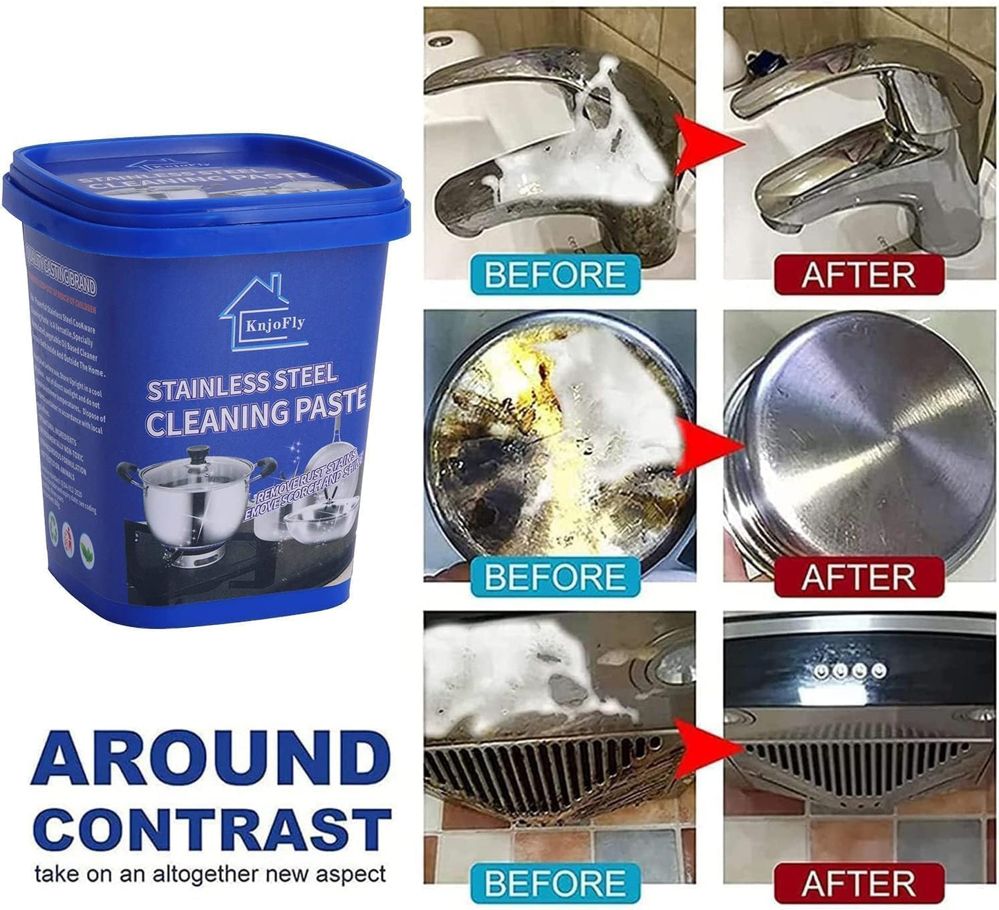 Oven Cleaner & Cookware - Multipurpose Stainless Steel Cleaning Paste for Removing Stubborn Stains from Pots, Pans and Pots - Eco-Friendly, Non-Toxic, Easy to Use - Get Now from