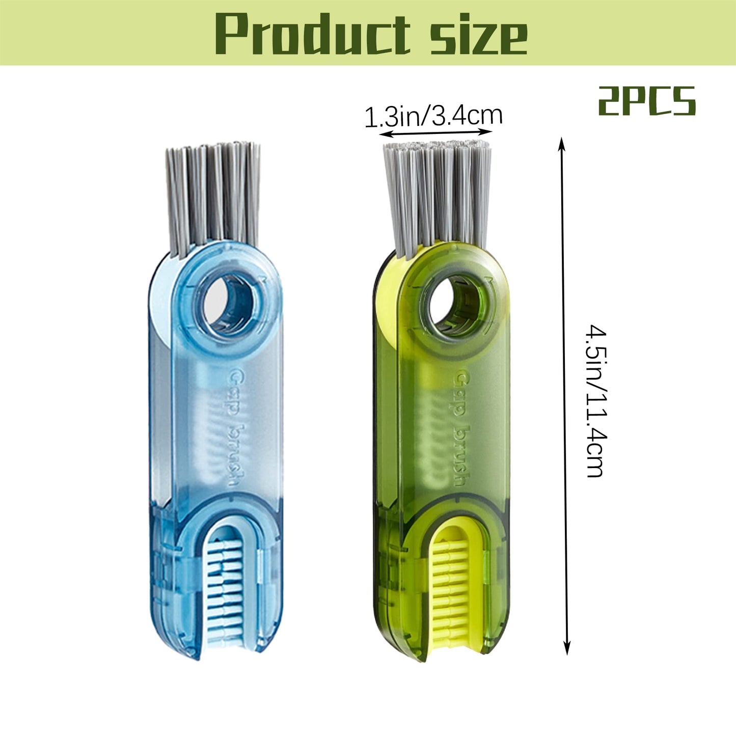 2Pcs 3-in-1 Cup Lid Cleaning Brush Set,Multifunctional Bottle Cover Detail Brushes, Kitchen Cleaning Tools for Various Containers,Portable & Space-Saving,Two Colors