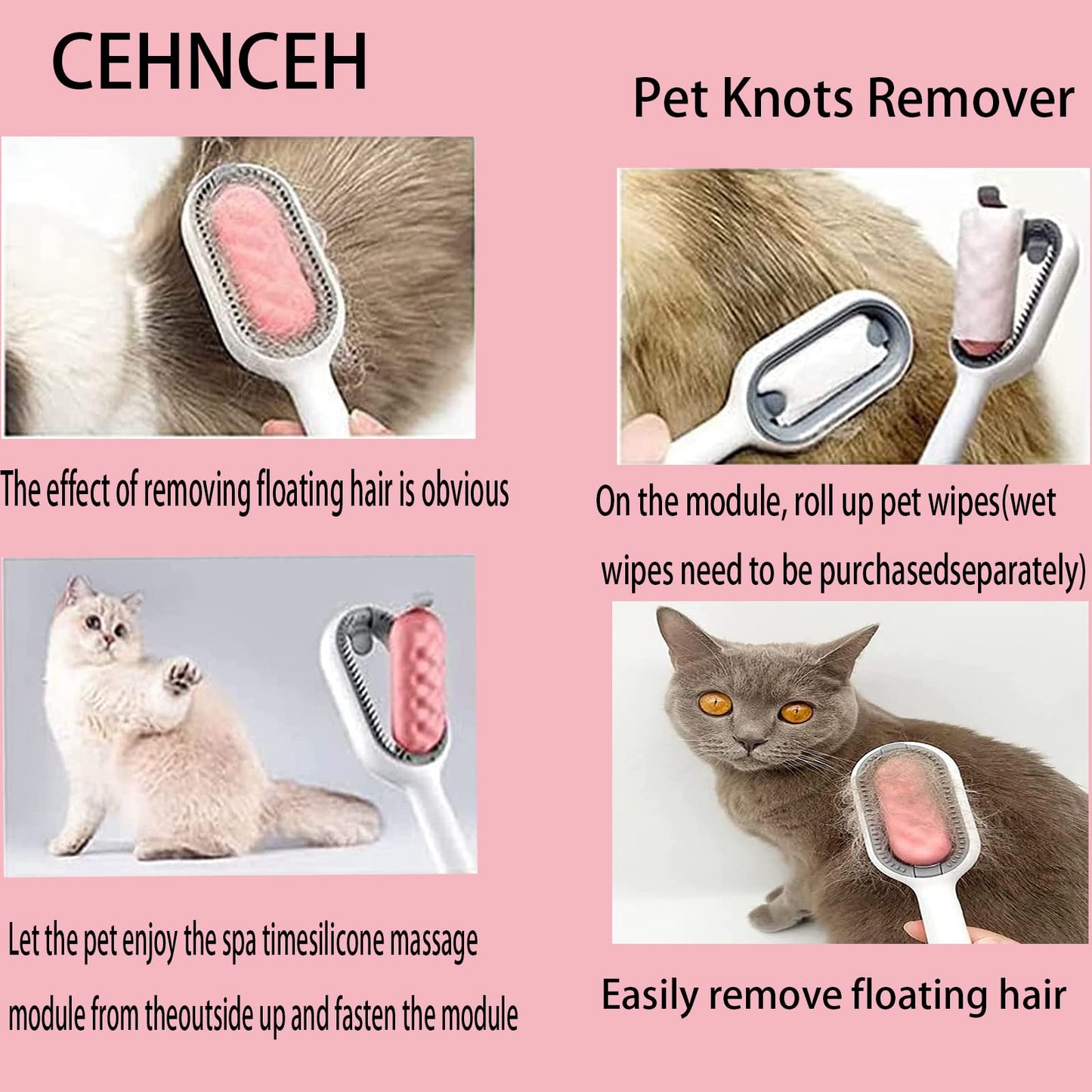 CEHNCEH Pet Knots Remover Pet Cleaning Hair Removal Comb Remove Loose Undercoat Hair Grooming Comb Reusable Pet Cleaning Hair Brushing Tool for Pet Hair Cleaning and Grooming Gently