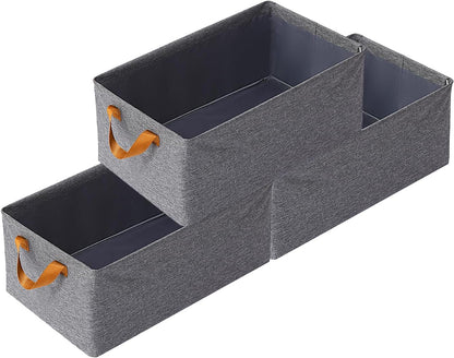 Fabric Multifunctional Large Foldable Linen Closet Organizers With Sturdy Handles Especially Made For Wardrobe Organization Set Of 3 Pieces - Grey