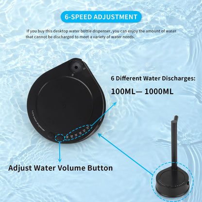 Gugxiom Intelligent Desktop Water Bottle Dispenser, Smart Table Water Dispenser with 6 Speeds, Portable Removable 5 Gallon Electric Automatic Water Dispenser for Home, Office, O (Black)