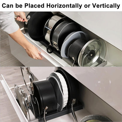 ALLWYOU Adjustable Pan Lid Holder with 7 Adjustable Compartments Pot and Pan Lid Organiser Rack Holder Expandable Tray Bakeware Storage Rack Dish Drying Rack Kitchen Cupboard Drawer Organiser