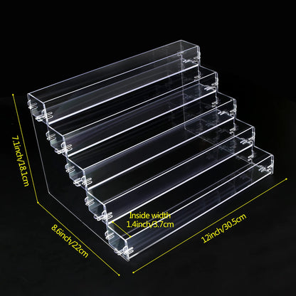 Acrylic 5-Tier Sunglasses Organizer, Clear Countertop Display Stand for Eyewear, Nail Polish, Makeup, or Essential Oils, Tool-Free Assembly, Shelf Storage for Home or Retail Use, Clear
