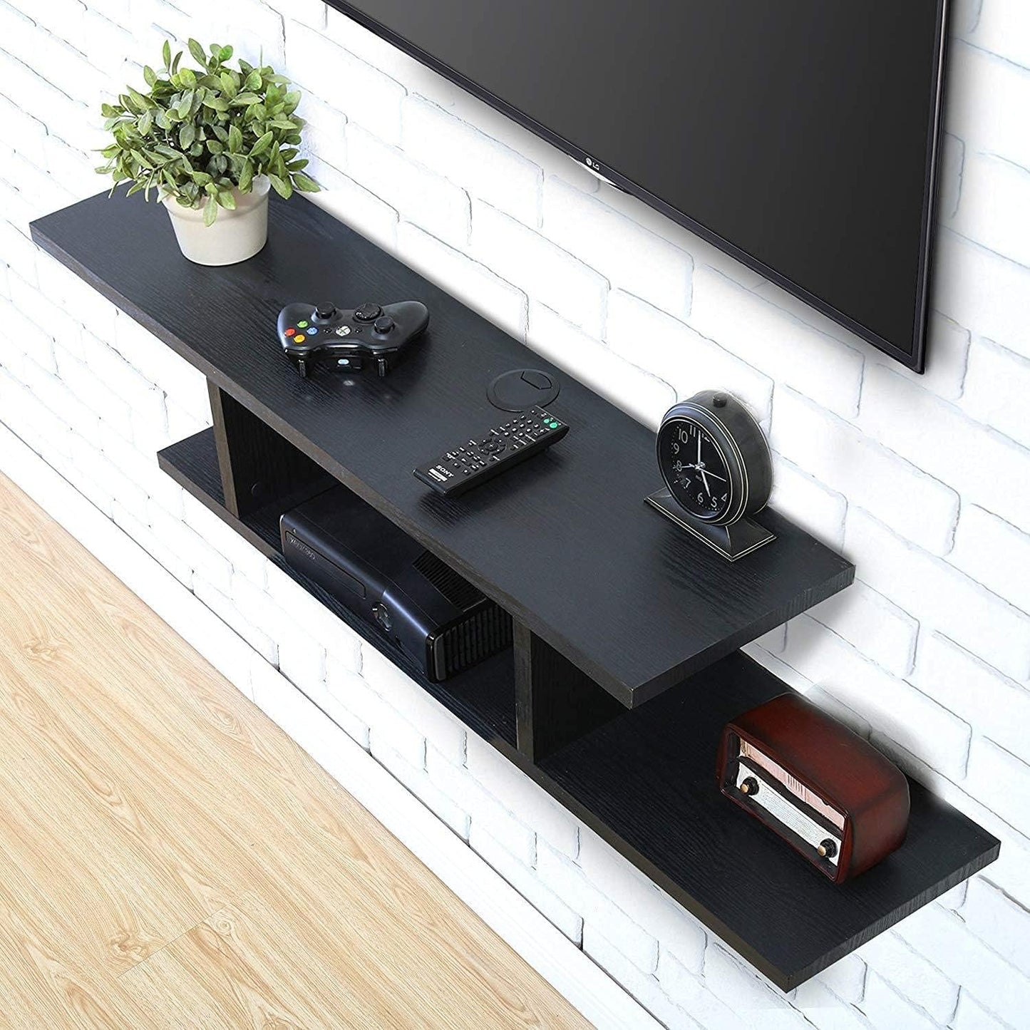 TV Table Unit in Black, Modern Entertainment Center with Sleek Design, Media Console for Living Room, TV Stand with Storage for Media Devices and Decor