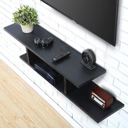 TV Table Unit in Black, Modern Entertainment Center with Sleek Design, Media Console for Living Room, TV Stand with Storage for Media Devices and Decor