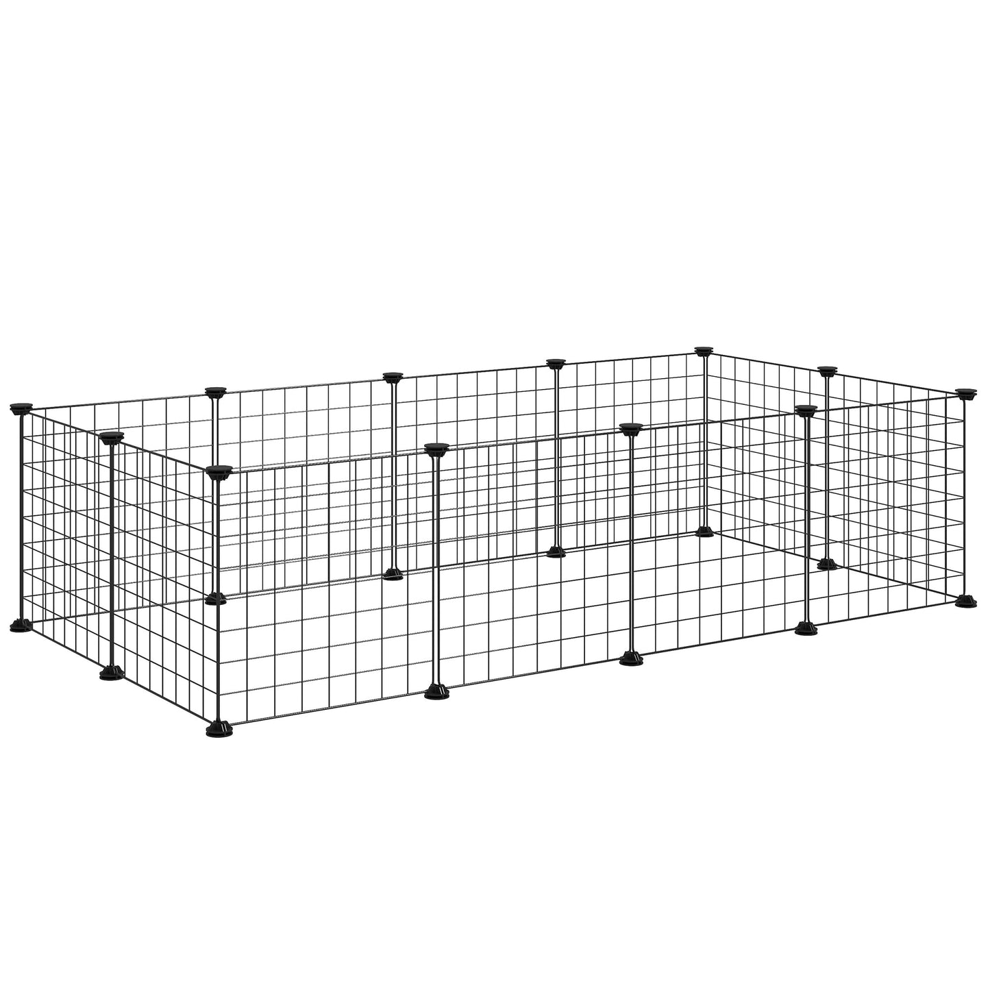 Pawhut DIY Pet Playpen Metal Wire Fence 12 Panel Enclosure Indoor Outdoor Guinea Pig Rabbit Small Animals Cage, Black
