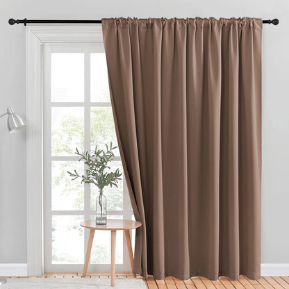 INtex CURTAINS HOUSE Blackout Blinds for Sliding Doors – Thermal Insulated Wide Curtains, Room Darkening, Blind Glass Doors, Two Hanging Options, Modern Design - Cappuccino 150 W x 230 L