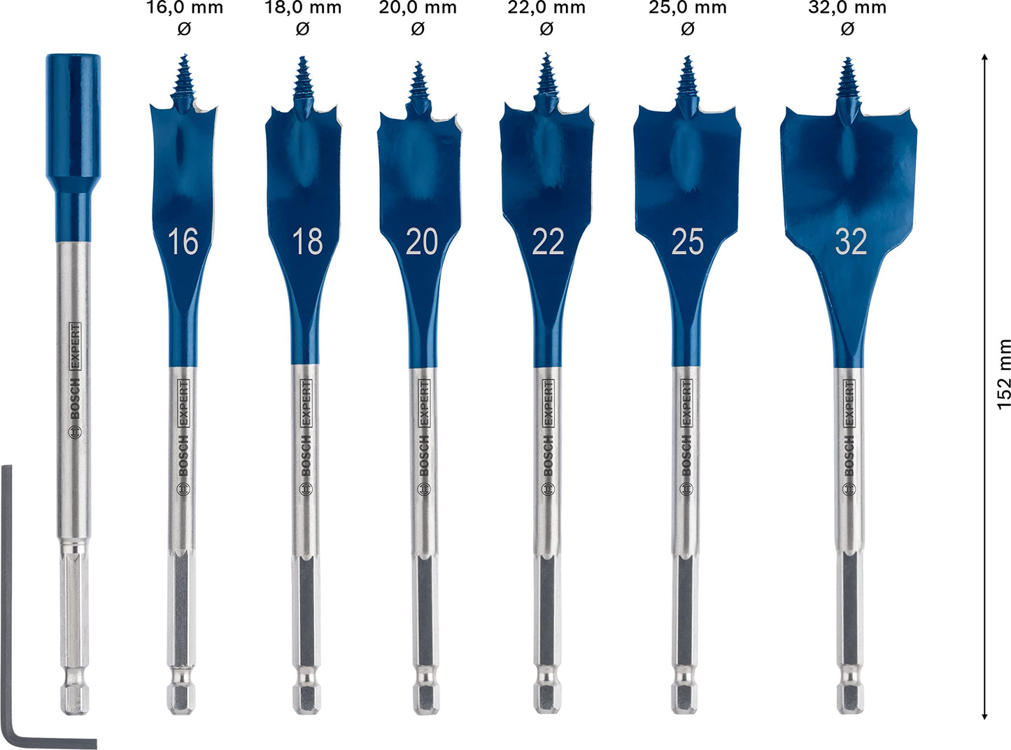 Bosch Professional 7 pc. Expert SelfCut Speed Spade Drill Bit Set (for Softwood, Chipboard, Ø 16-32 mm, Accessories Rotary Impact Drill)