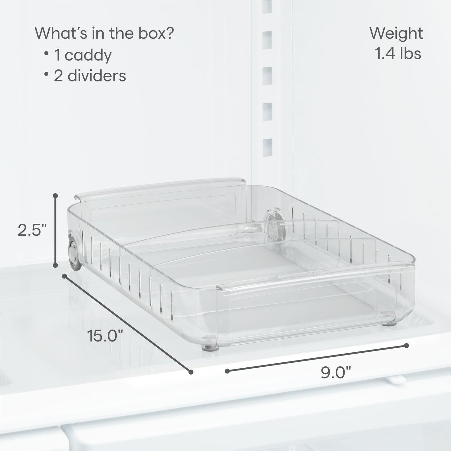 YouCopia RollOut Fridge Caddy, 9" Wide, Clear