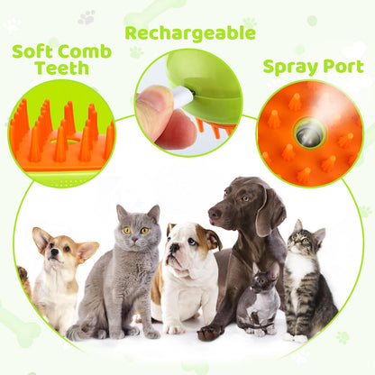 71Nmly 3 In1 Steamy Cat Brush - Self Cleaning, Rechargeable, Multifunctional Grooming Brush for Pet Hair Removal