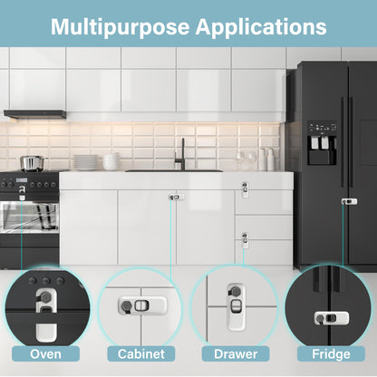 Heart of Tafiti 5 Pack Fridge Lock, Child Proof Refrigerator Lock, French Fridge Door Latches, Baby Safety Locks for Cabinet, Cupboard, Drawers, Oven, Closet, Strong Adhesive-Easy to Install, Grey