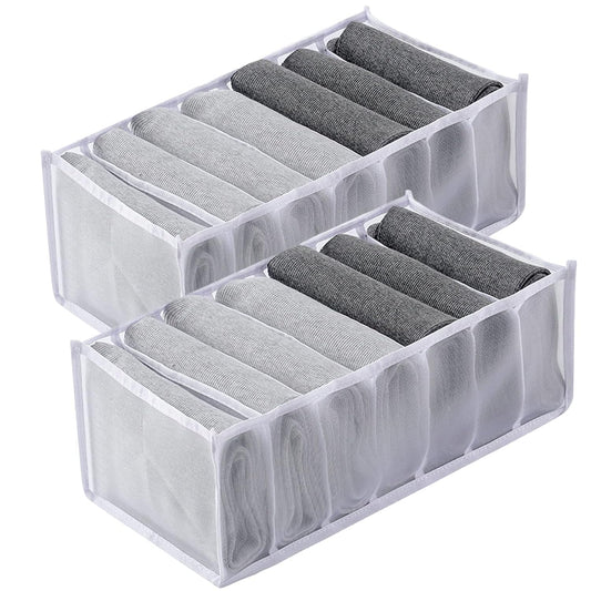 2pcs Drawer Organizer Dividers, Collapsible Storage Bins, Underwear Storage Closet/Closet Organizer Drawer Organizer for Socks, Bras, Scarves & Tie Storage Solutions