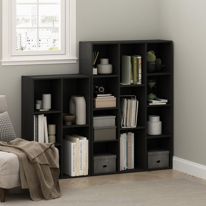 5-Tier Narrow Vertical Wall Unit, Tall Column Floating Storage Organizer and Utility Shelf for Bedroom or Living Room, Space-Saving Design in a White Laminate Finish