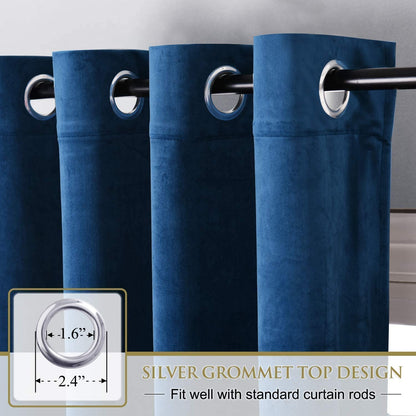 Elegant Velvet curtains - Soft Velour fabric - Steel Grommets - for living rooms - 1 piece-Petrol Blue
