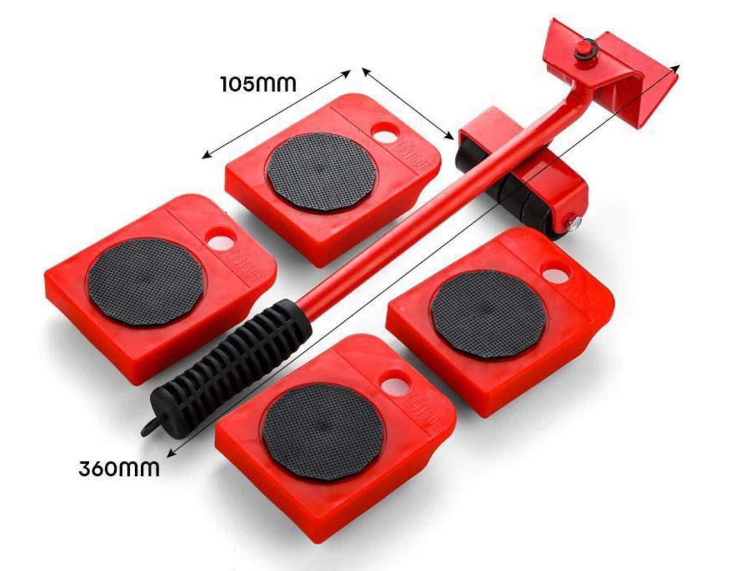 Furniture moving artifact durable furniture lifter household heavy duty universal wheel roller set 5 pieces furniture movers lifter heavy appliance furniture lifting furniture moving tool set (red)