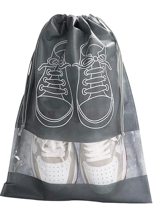 2 Gray Travel Shoe Bag, Waterproof Dustproof, Transparent Slot and Drawstring for Gym and Travel Use 2 Gray Travel Shoe Bag, Waterproof Dustproof, Clear Window and Drawstring for Gym and Travel.